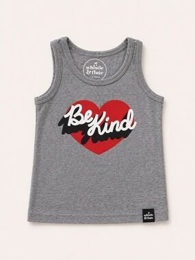 Whistle & Flute Kids' BE KIND Tank / Red Heart Tank Top / Organic Bamboo